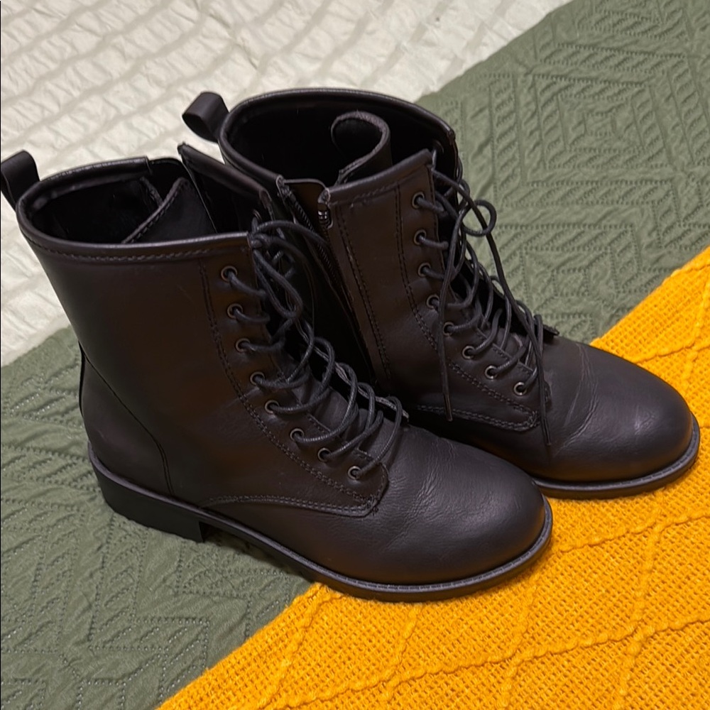 Black Lace-Up Ankle Boots